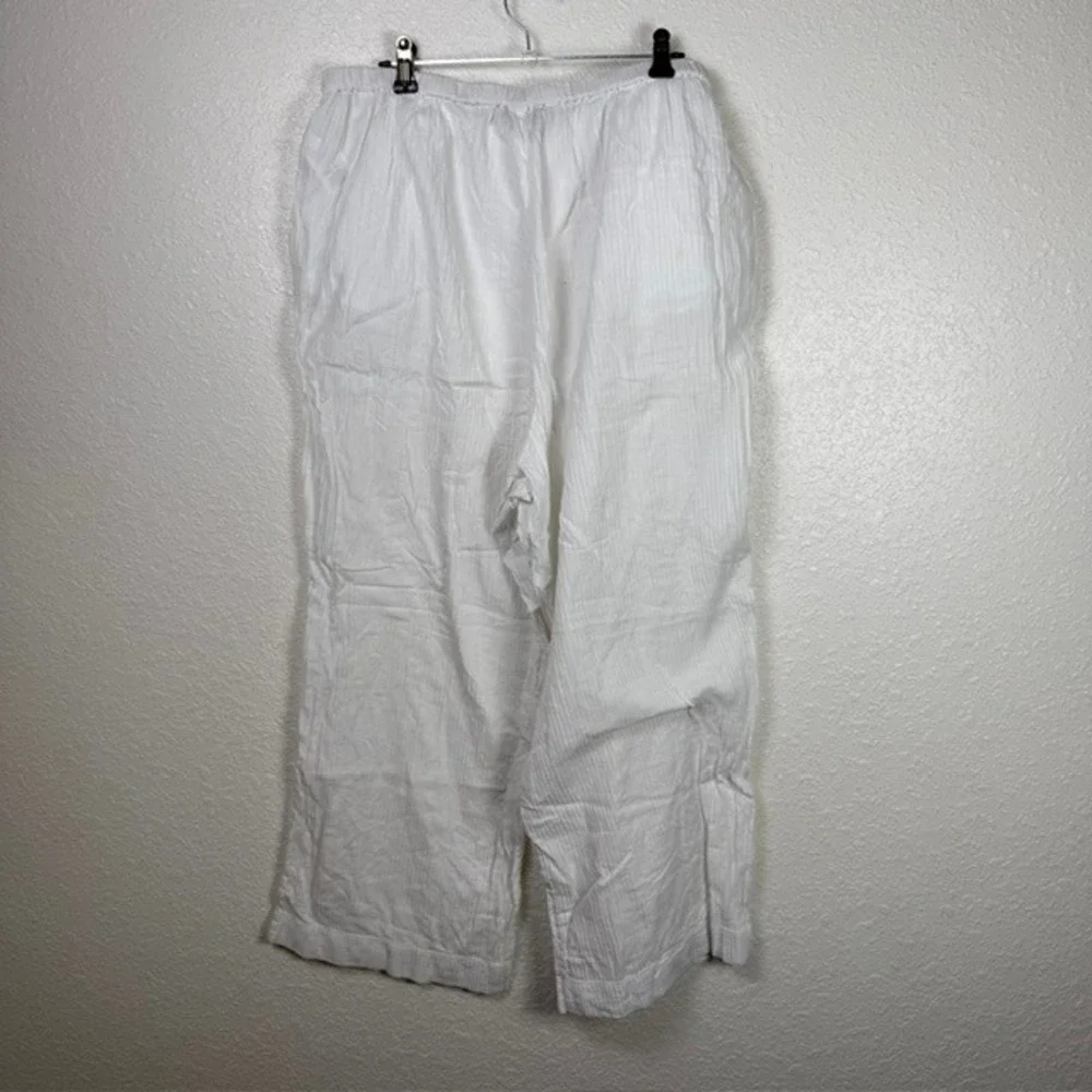 J.Crew Soleil Gauzy Cotton Pants Wide Leg Tie Waist Elastic White Large